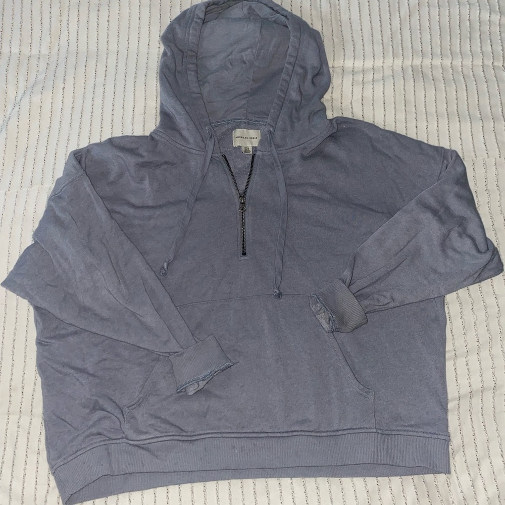 Light blue American Eagle quarter zip hoodie